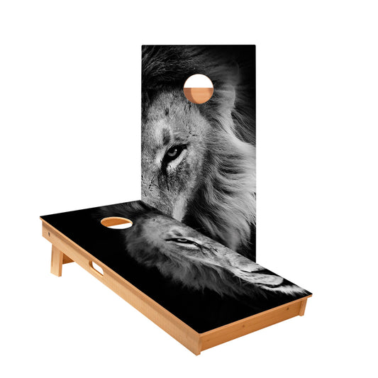 Black And White Lion Cornhole Boards