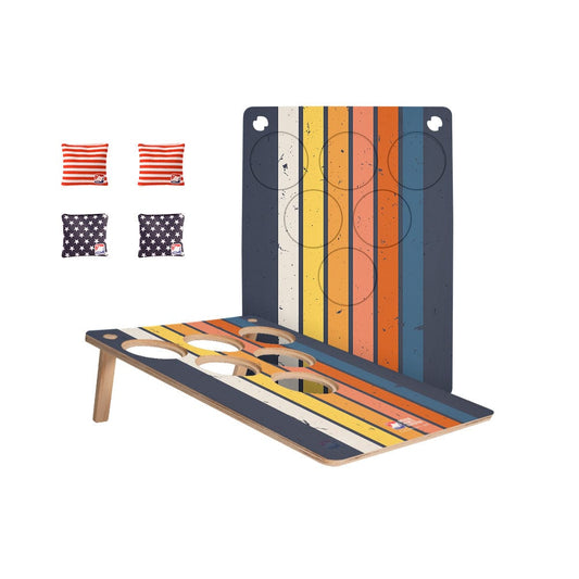 Blue Retro Stripes Cornhole Pong Game