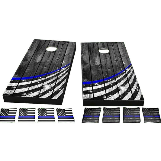 Thin Blue Line Wood Slat Cornhole Boards