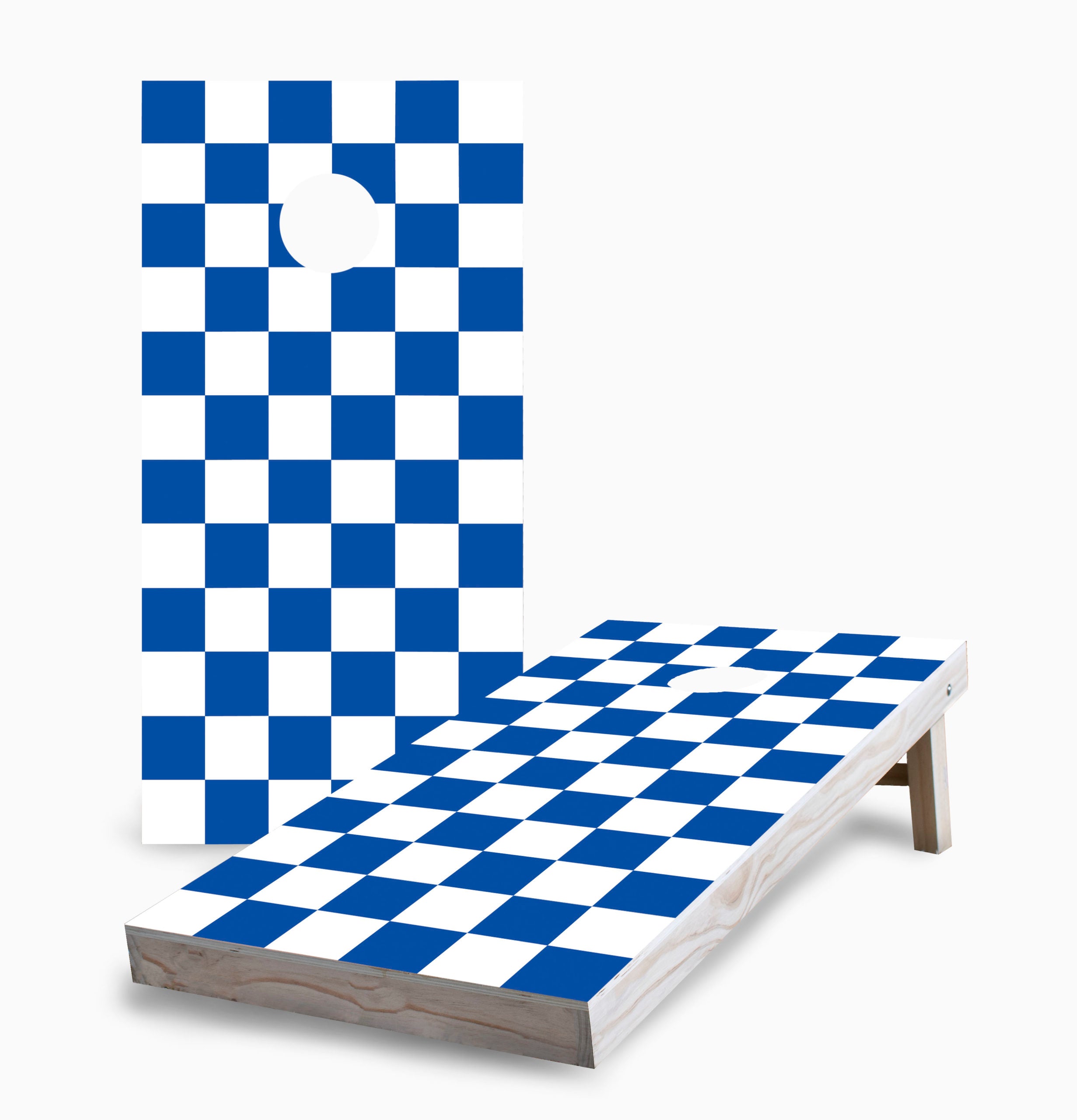 Checkerboard Corn Rows Royal Checkered Cornhole Set