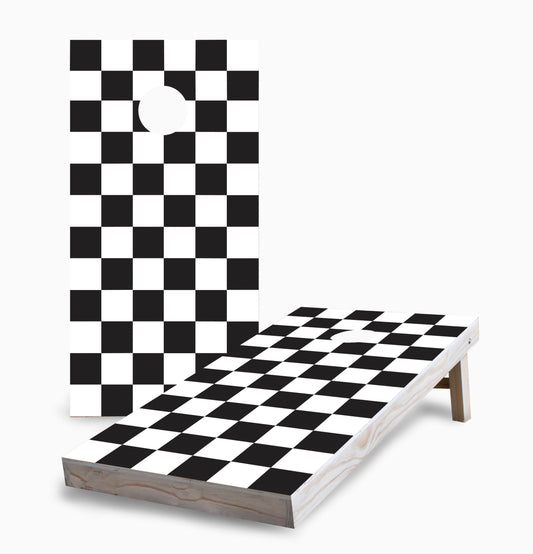 Black and White Checkered Cornhole Boards