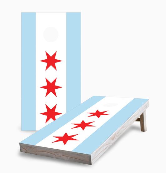 Chicago City Flag Cornhole Boards