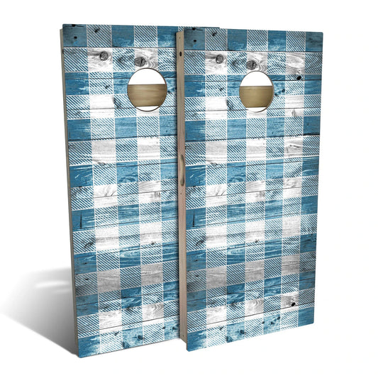 Country Living Blue Checkered Cornhole Boards