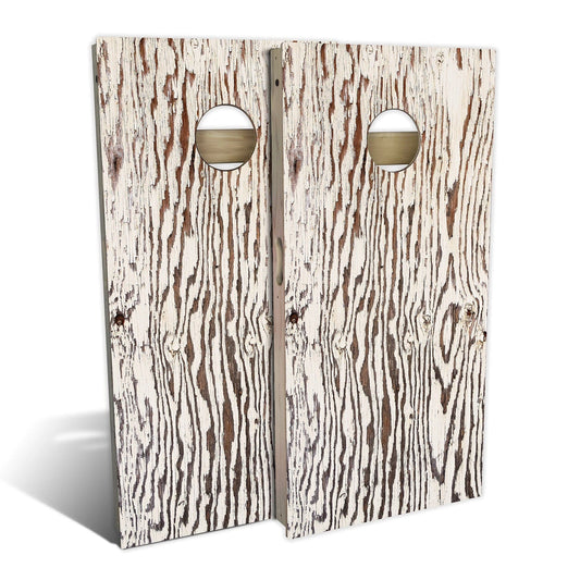 Country Living Rustic White Chipped Cornhole Boards