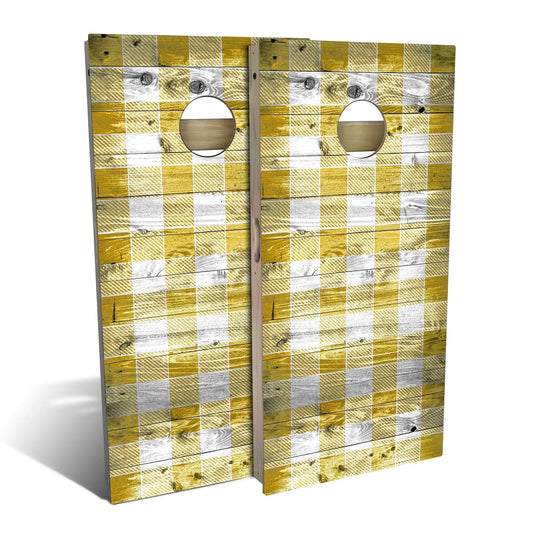 Country Living Yellow Checkered Cornhole Boards
