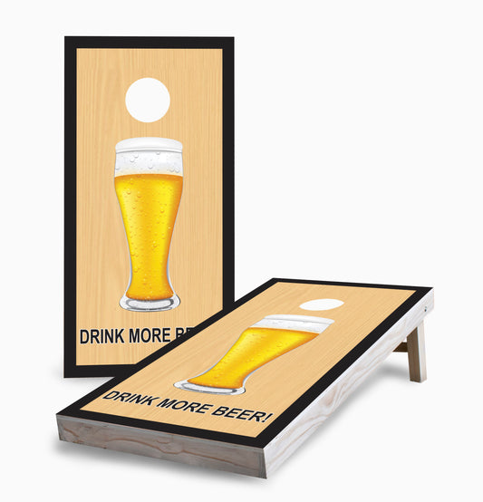 Drink More Beer Glass Cornhole Boards