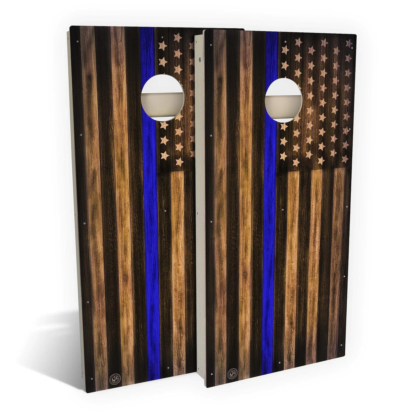 Charred Police USA Thin Blue Line Cornhole Boards