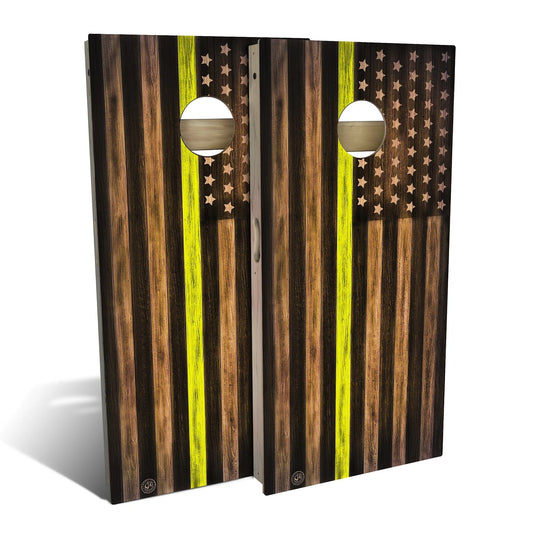Charred Dispatcher USA Yellow Line Cornhole Boards