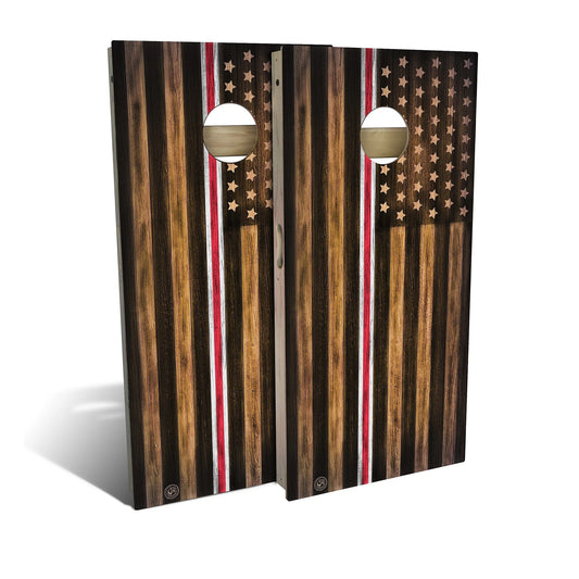 Charred Nurse USA Red and White Line Cornhole Boards