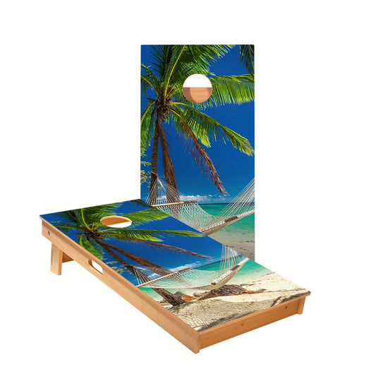 Hammock On The Beach Tropical Cornhole Boards