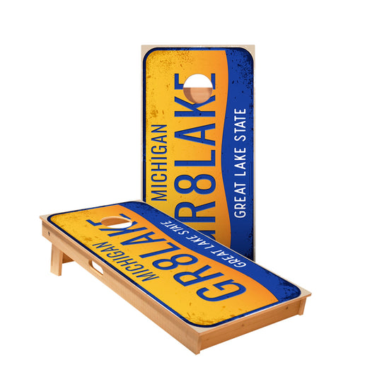Michigan License Plate Cornhole Boards