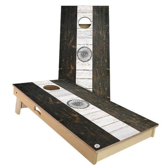India Flag Rustic Cornhole Boards