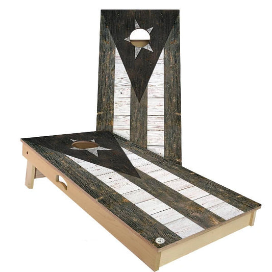 Puerto Rico Flag Rustic Cornhole Boards