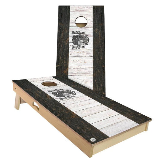 Spain Flag Rustic Cornhole Boards