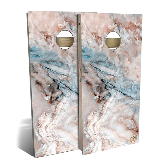 Brown and Blue Marble Cornhole Boards