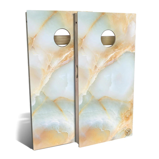 Green and Gold Marble Cornhole Boards