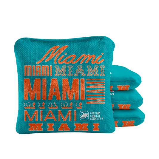 Gameday Miami Football Synergy Pro Teal Cornhole Bags