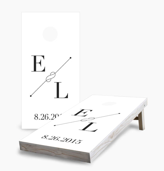 Personalized Minimalist Initials & Date Cornhole Boards