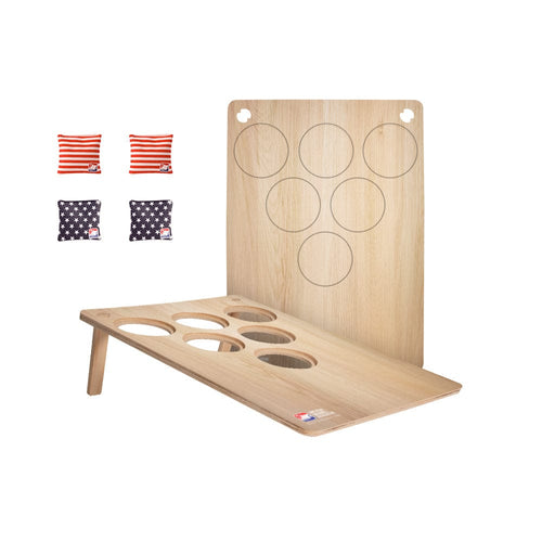 Modern Light Wood Cornhole Pong Game