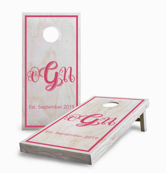 Personalized Monogram and Date Swirled Cornhole Boards