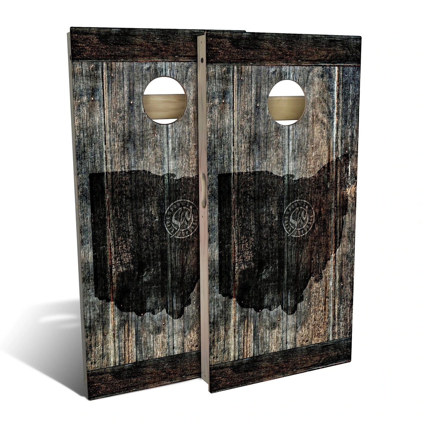 Ohio Flag Black Weatherproof Cornhole Boards