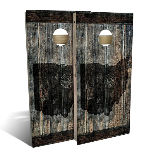 Ohio Flag Black Weatherproof Cornhole Boards