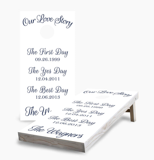 Personalized Our Love Story Cornhole Boards