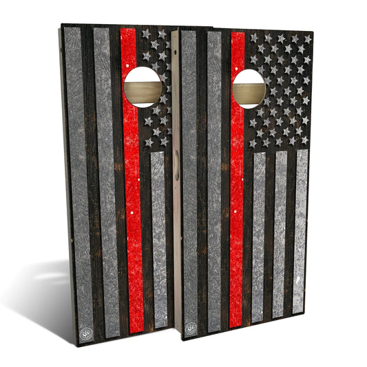 American Flag Thin Red Line Weatherproof Cornhole Boards