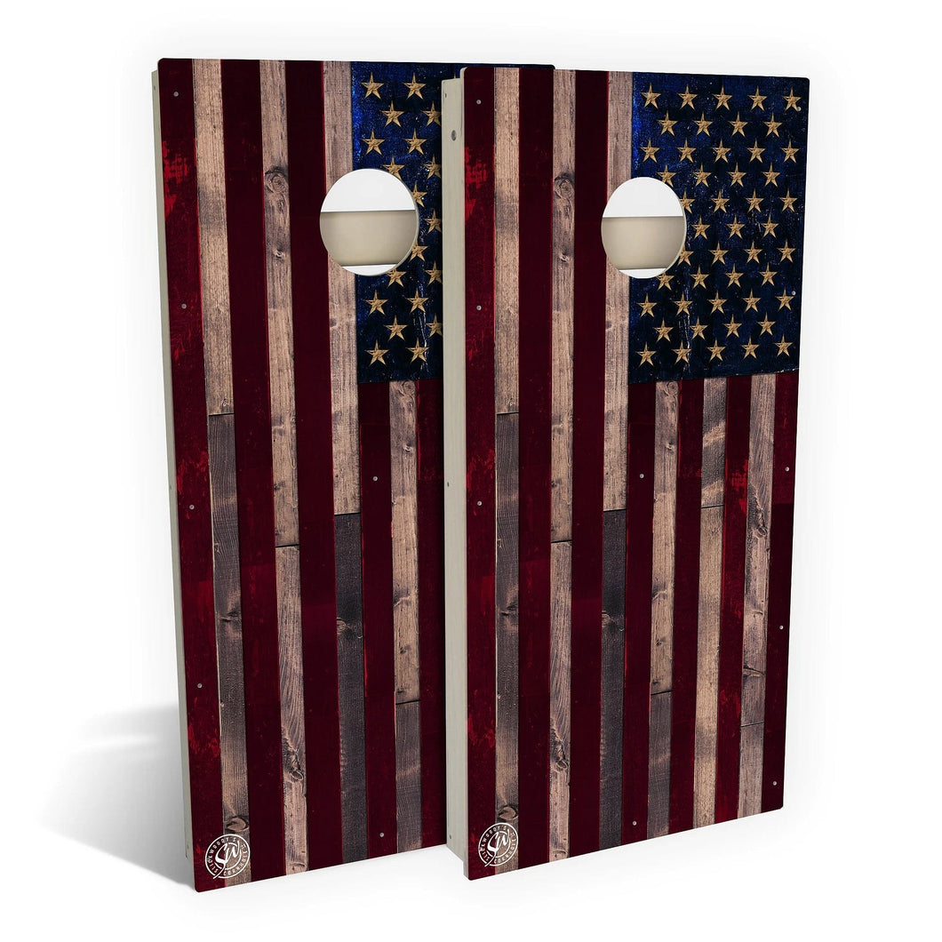 American Flag Rustic Cornhole Boards