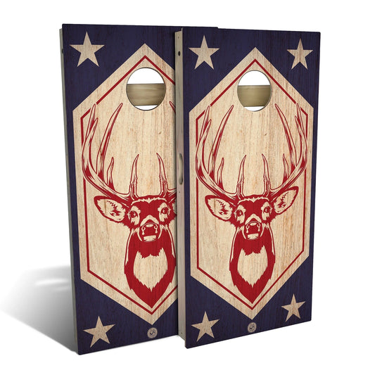 Red White Buck Cornhole Boards