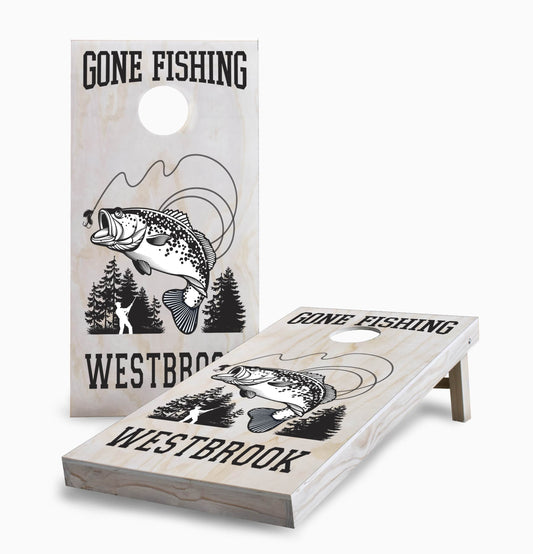 Personalized Bass Gone Fishing Cornhole Boards
