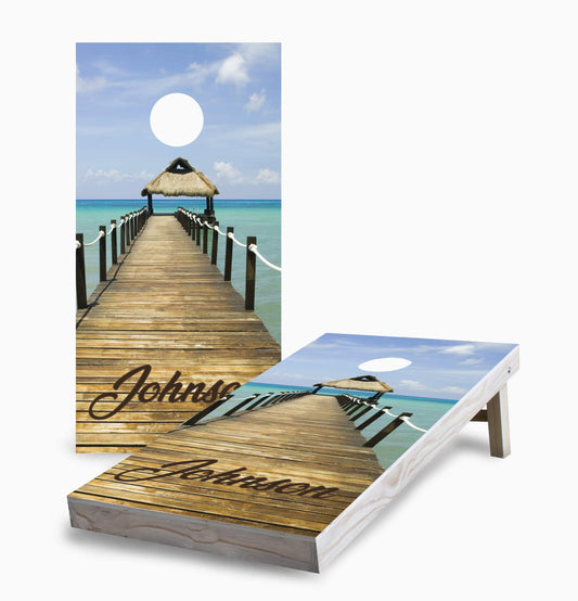Personalized Beach Boardwalk Cornhole Boards