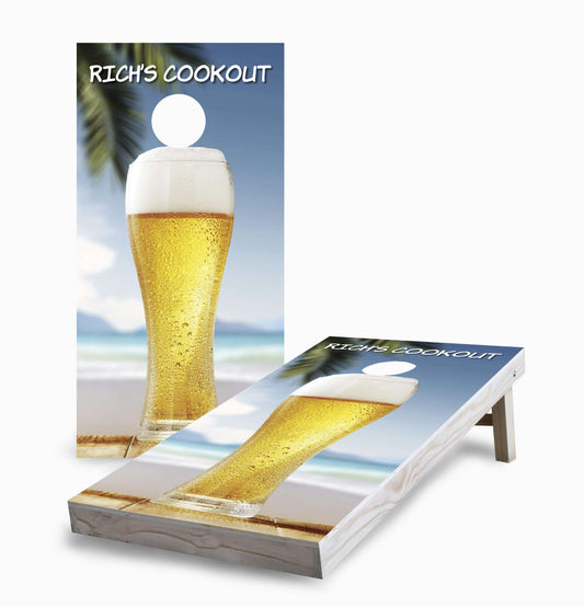 Personalized Cold Beer on the Beach Cornhole Boards