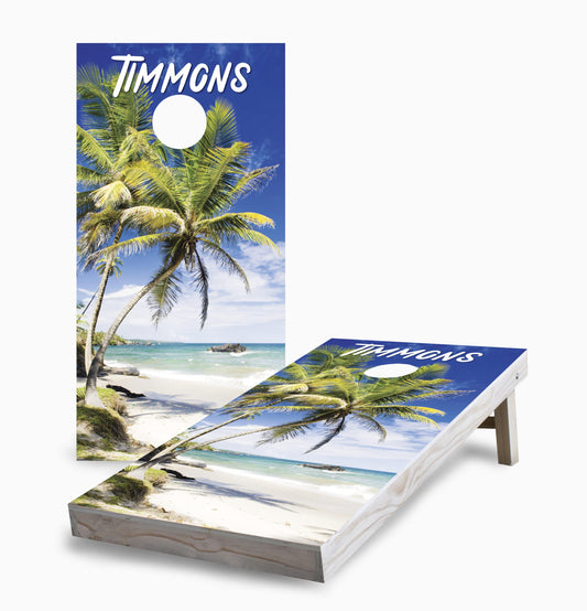 Personalized Palm Tree Beach Cornhole Boards