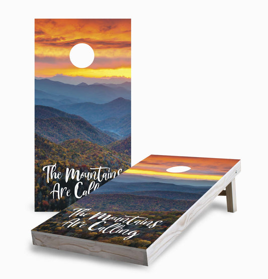 Personalized Sunset Autumn Mountains Cornhole Boards