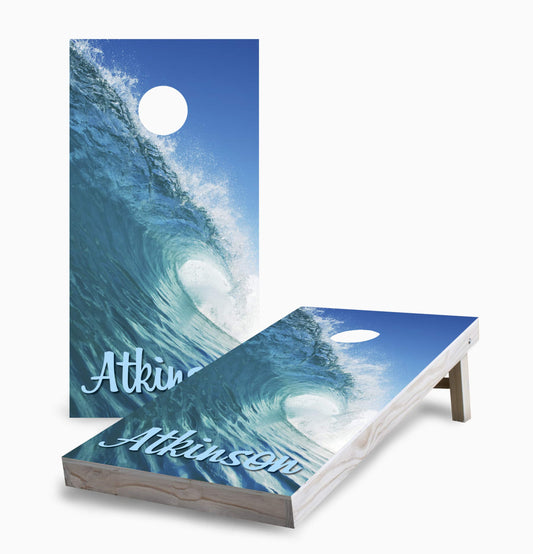 Personalized Wave Surfing Cornhole Boards