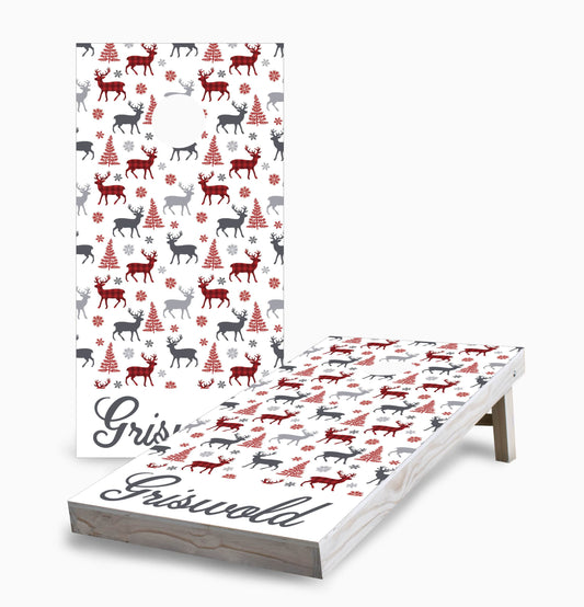 Personalized Winter Deer Pattern Cornhole Boards