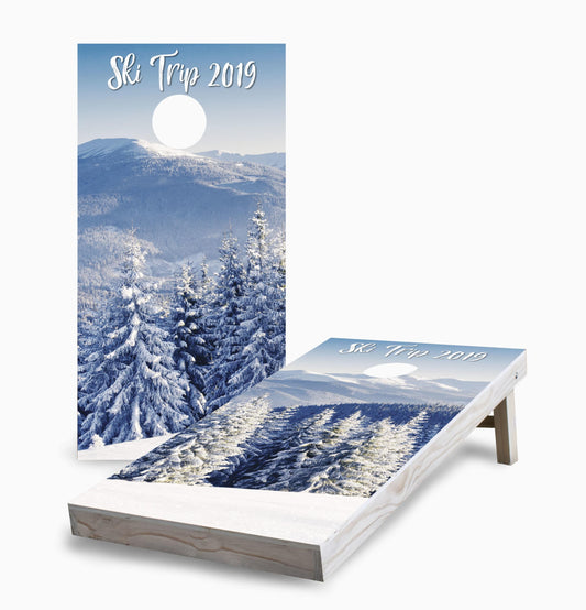 Personalized Winter Mountains Cornhole Boards