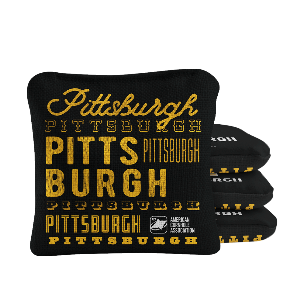 Gameday Pittsburgh Football Synergy Pro Black Cornhole Bags