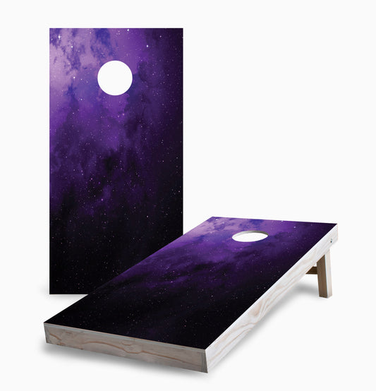 Purple Night Sky Cornhole Boards