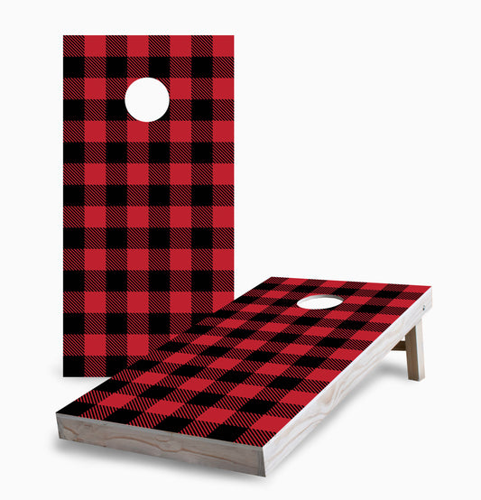 Red Buffalo Plaid Cornhole Boards