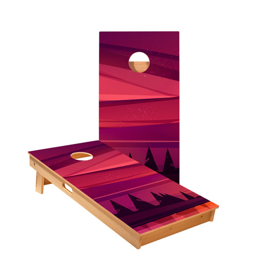 Red Forest Sunset Cornhole Boards