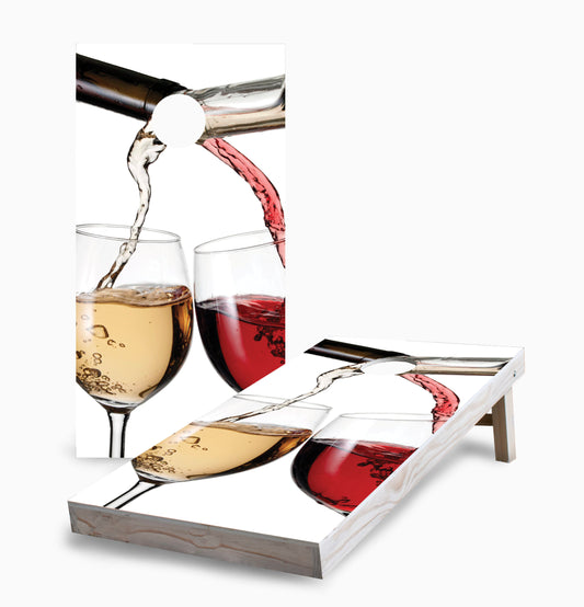 Red & White Wine Cornhole Boards