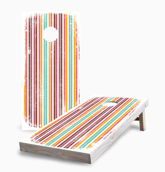 Retro Grunge Stripes Cornhole Boards