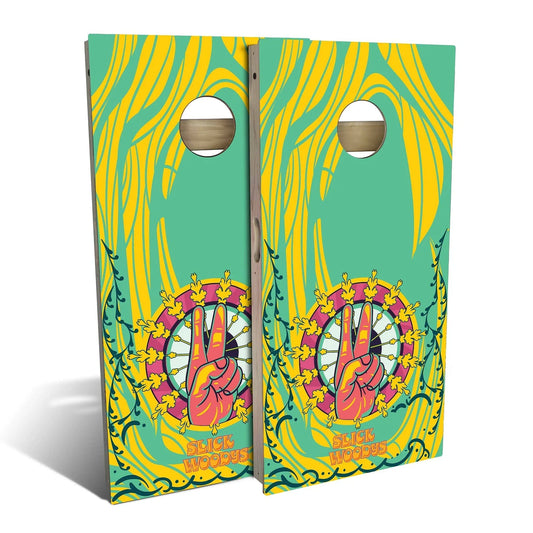 70s Peace Hands Cornhole Boards