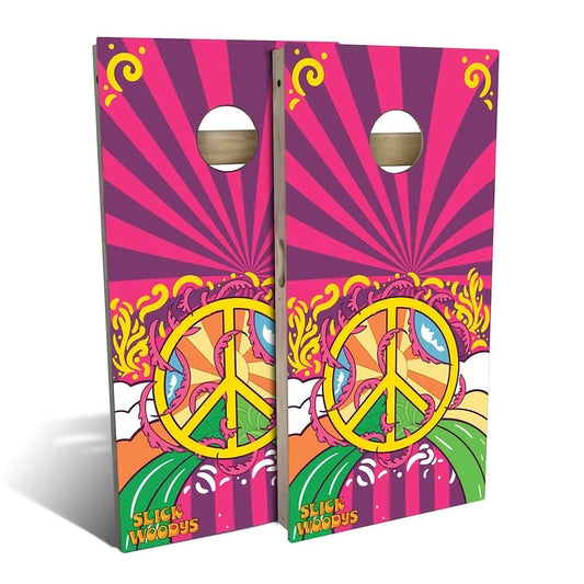 70s Peace Symbol Cornhole Boards