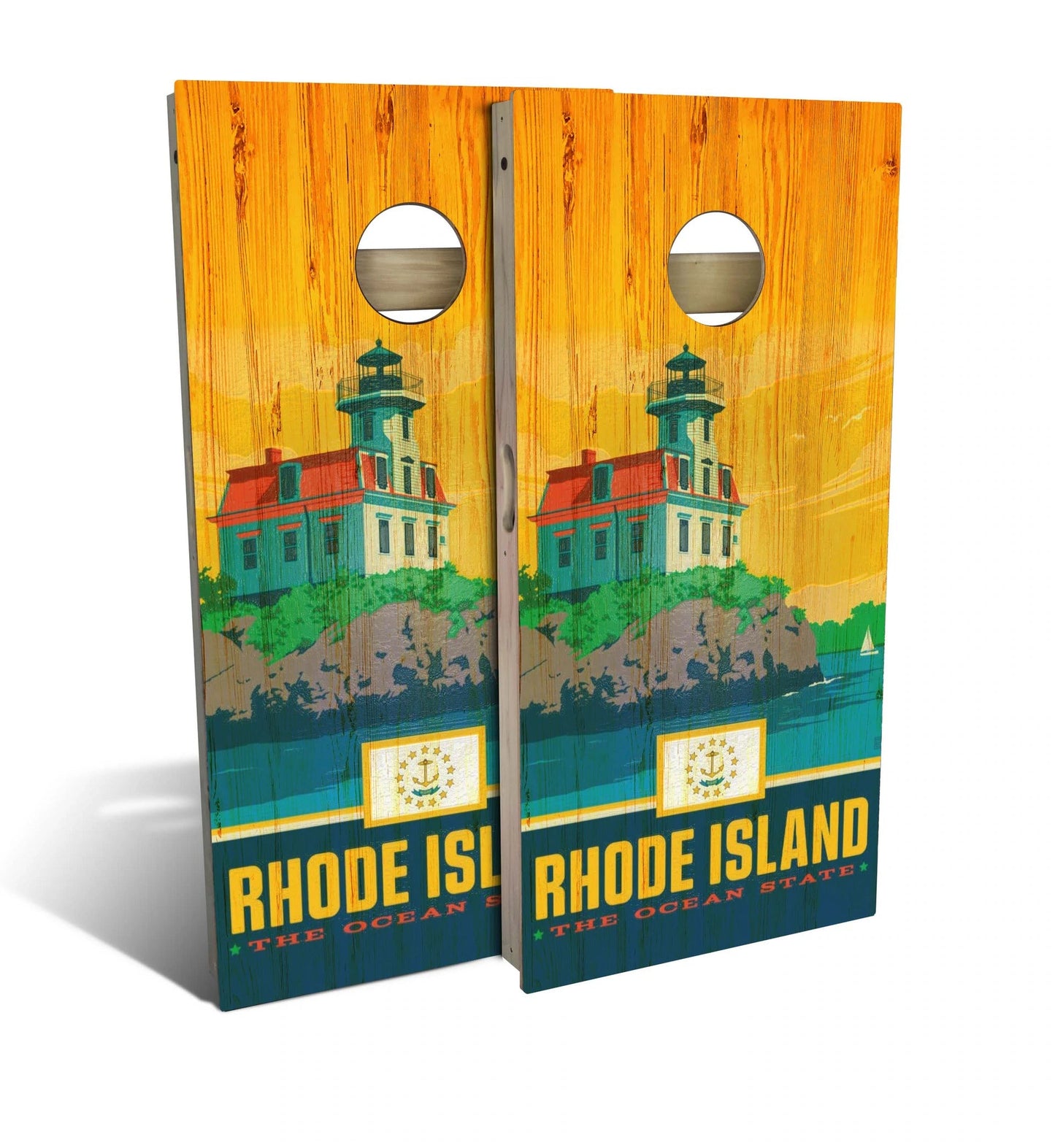 Rhode Island State Pride Cornhole Boards