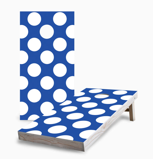 White and Blue Polka Dot Cornhole Boards