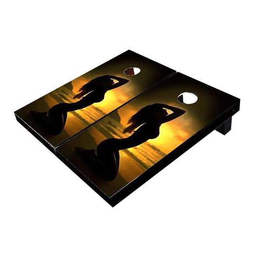 Girl Sun Boards on Beach Cornhole Boards