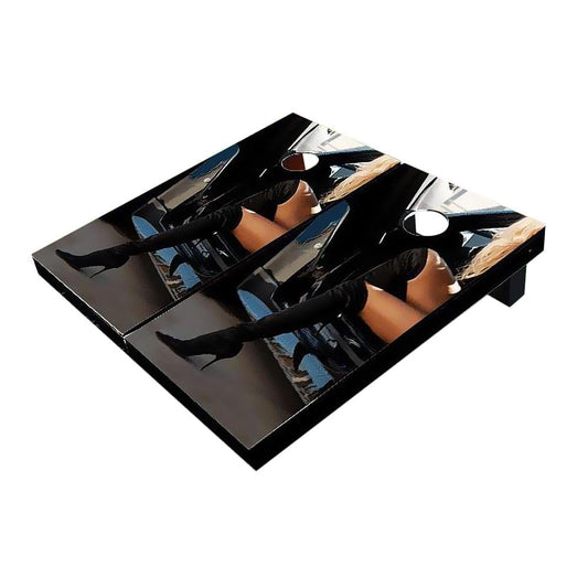 Girls Legs Out of Car Cornhole Boards